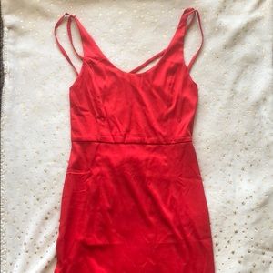 Red open strap back dress